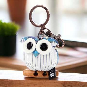 月桂娃娃-貓頭鷹鑰匙圈S號 棉布材質 純手工