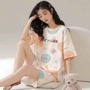 台灣现貨 夏天睡衣 家居服女 女生睡衣 大碼睡衣 睡衣女 大尺碼睡衣 短袖睡衣 可愛睡衣 韓國家居服 睡衣套裝 可愛睡衣