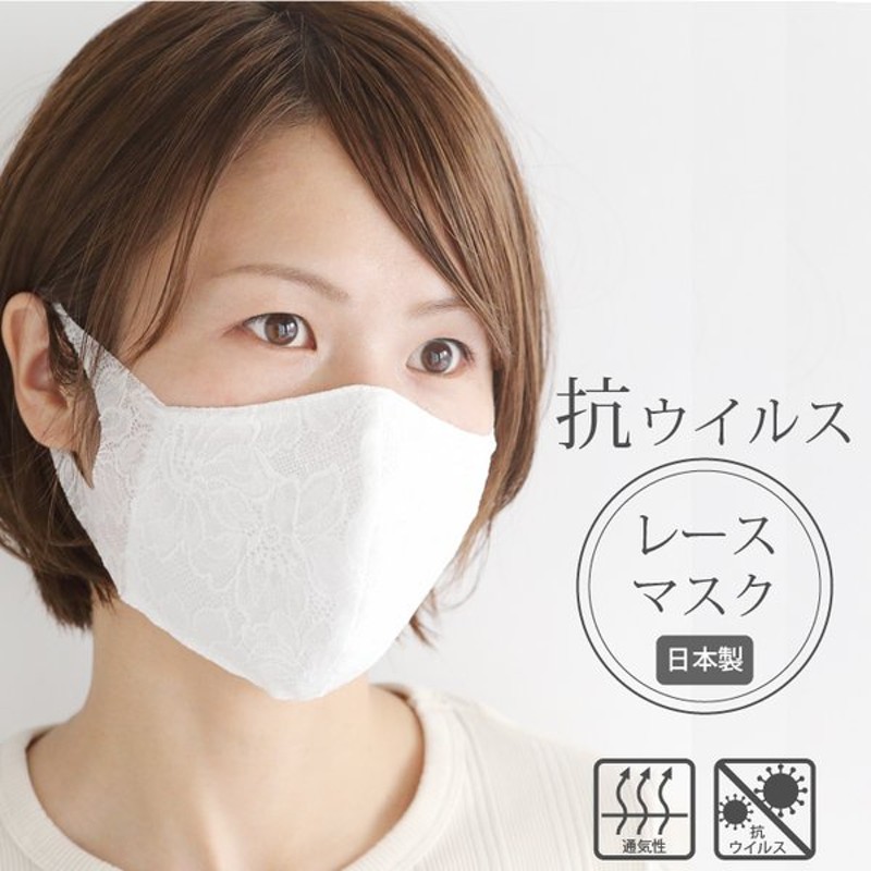 レースマスク 日本製 抗ウイルス マスク レース おしゃれ 洗える 立体 
