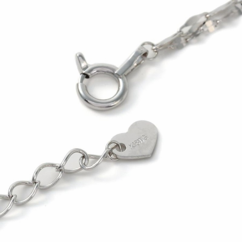 18金 アンクレット 2連 ペタル チェーン ホワイトゴールド K18