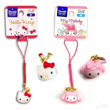 日本 三麗鷗鈴鐺吊飾，Kitty/美樂蒂/掛飾/手機吊飾/開運/鈴鐺/求財/根付吊飾/行車平安，X射線【C580991】