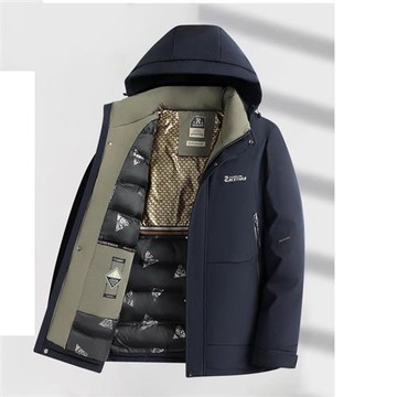 【巴黎精品】鋪棉外套夾棉夾克-可脫卸連帽加絨加厚商務保暖男外套3色a1iy20