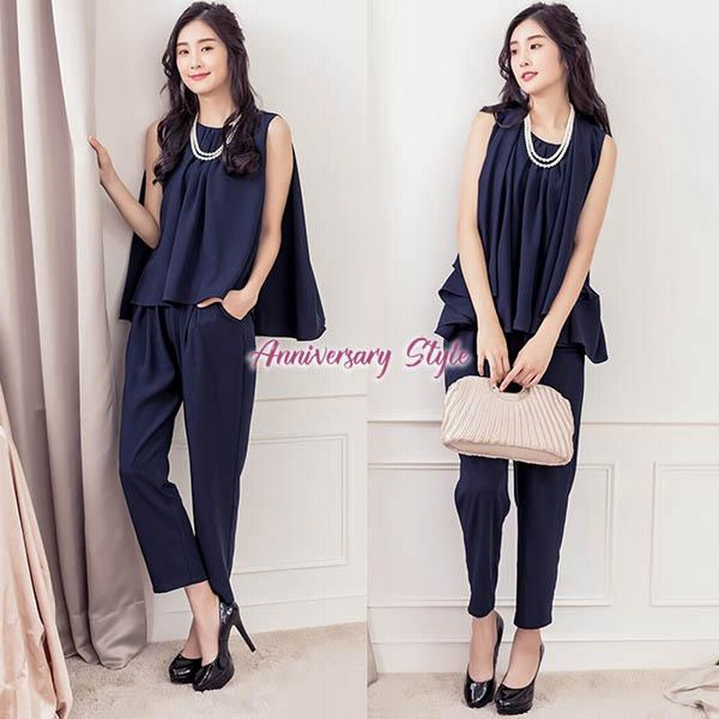 ネイビー セットアップドレス 3L ドレスプラス DRESS+ シンプルデザイン3点セットアップドレス