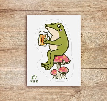 貼紙 青蛙君在喝啤酒