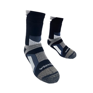 woawoa 銀纖維極致速乾羊毛登山襪-L-2入組 銀纖維抗菌除臭 加厚耐磨 透氣速乾  黑色 + 灰色 + 深藍色  1入