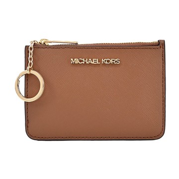 [平輸版] 【MICHAEL KORS】JET SET防刮卡片夾層鑰匙零錢包(棕)真品平輸