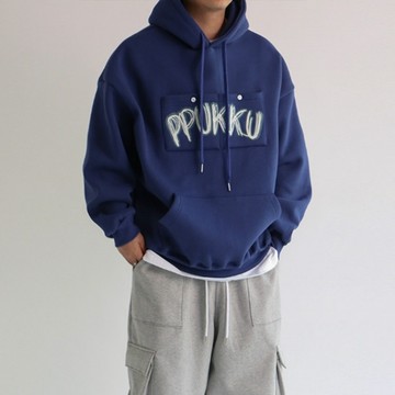 正韓PPUKKU 印花胸前口袋帽T 3色 YUPPIE 現貨優惠商品