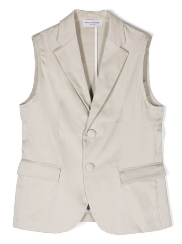 Paolo Pecora Kids - sleeveless cotton-blend gilet - kids - Elastane/Cotton - 10 yrs - Neutrals