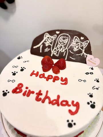 壽星與狗腳印與眼鏡客製化生日蛋糕 客製化蛋糕 鑠甜點 紀念日