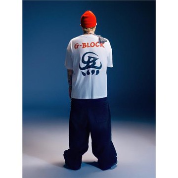 G-BLOCK「四炁合一」聯名 短袖T恤 拉漿印花體恤寬松上衣tee男女