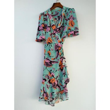 DF 印花 真絲裹身連衣裙