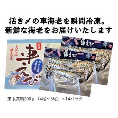 ふるさと納税 姫島村 生食用凍眠凍結姫島車えび(養殖) 200g×14パック