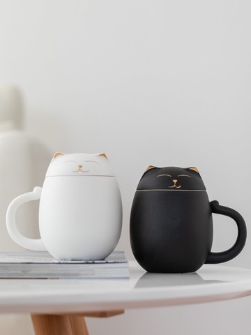 一品仟堂馬克杯陶瓷杯子帶蓋過濾個性潮流情侶喝水杯家用男女茶杯