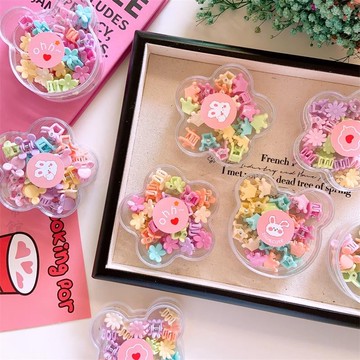 🍊台北出貨🍊Orange 可開發票 新款兒童基礎拇指髮圈可愛皇冠星星造型mini抓夾日常必備盒裝髮飾