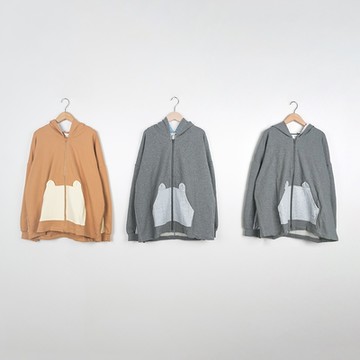 【Dailo】熊耳衛衣連帽長袖外套 卡 灰 淺灰 (魅力商品)