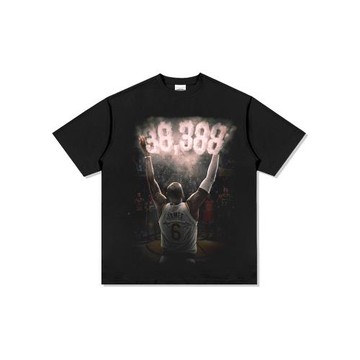 籃球夏季短袖新款勒布朗·詹姆斯得分王美式復古印花男士寬松短袖