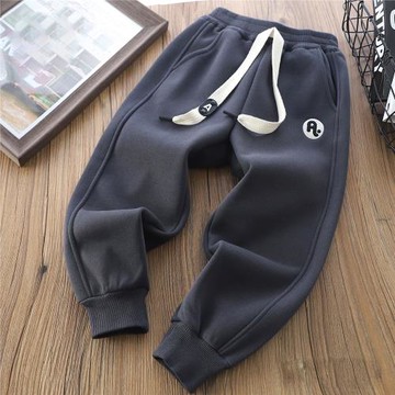 男童加絨褲子2024新款春季運動休閑女童時尚秋冬款寬松純棉款潮牌