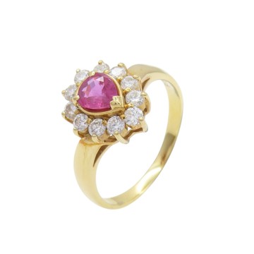 【二手名牌BRAND OFF】JEWELRY 無品牌珠寶 18K 黃金 紅寶石 戒指 #12