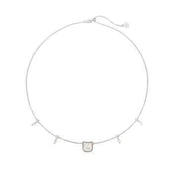 小猫咪白貝純銀頸鏈 Chill with meow