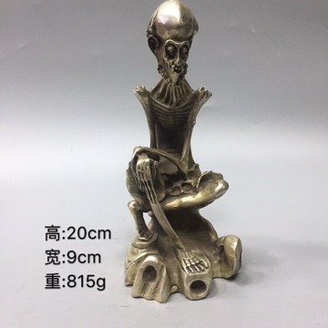 仿古純銅白銅擺件創意骷髏身擺件