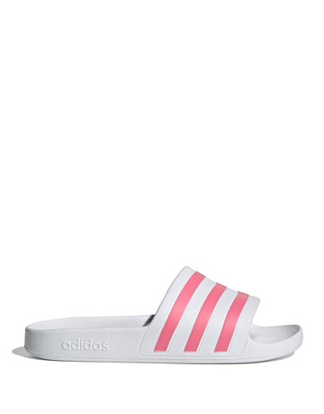 adidas Sportswear Adilette sliders in white and pink