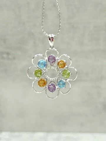 天然彩色寶石鑽石墜 3.48克拉 南非鑽石 14K 水晶 橄欖石 托帕石