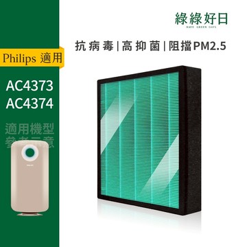 適用Philips飛利浦 AC4373 AC4374 頂級空氣 HEPA抗菌濾心 蜂顆活性碳濾網 複合式濾網 綠綠好日