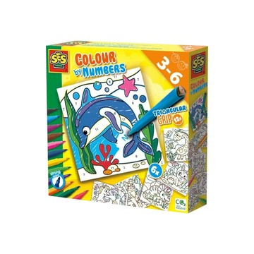 荷蘭SES Creative - 12色人體工學彩色筆-可愛動物數字畫