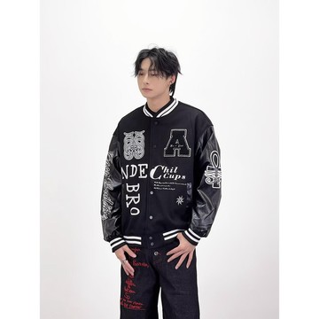 美式嘻哈復古棒球服夾克男 潮牌炸街休閒痞帥港風寬鬆百搭外套男