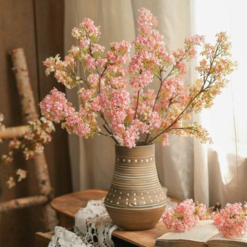 秋色丁香花仿真花擺件客廳2021新款單支復古絹花插花室內假花裝飾