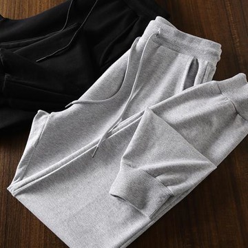 基礎百搭！舒適透氣毛圈！外貿春夏薄款男士純色運動休閑束口衛褲