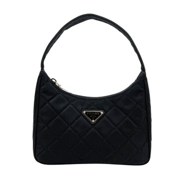 Prada 品牌金三角logo縫線尼龍肩背腋下包（1NE051-黑） -廠商直送