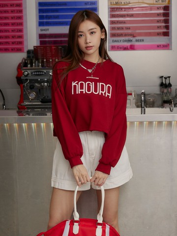 抽繩英文字母圓領上衣