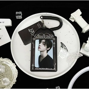 💜恩靜專屬💜 ENHYPEN周邊 自製卡套挂飾  黑色BiteM 卡套 送黑色彈簧繩 PVC卡套 3寸小卡保護套