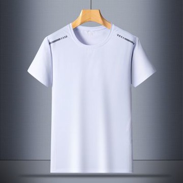 [米蘭精品] 現貨+預購 男涼感上衣短袖上衣T恤夏季冰絲速乾寬鬆大尺碼運動休閒-男裝4色74lg12