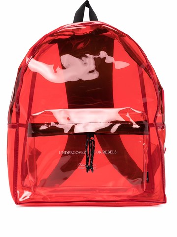 Undercover - logo print transparent backpack - men - PVC - One Size - Red