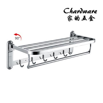 【家的五金】T7090-304不鏽鋼活動式浴巾架 亮光毛巾架含掛鉤 / 浴巾架.置衣架.毛巾架.掛鉤.置物架.收合