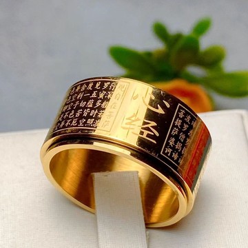 已開光過爐🙏🏻心經戒指  開運戒 不掉色可旋轉男款心經戒指  開運戒 男士閉口指環圈口大小閤適高級