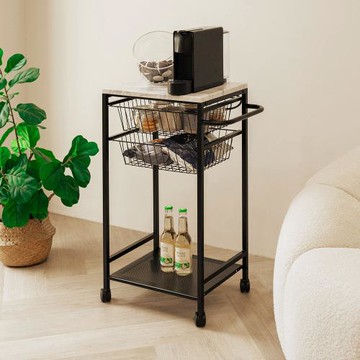 IKLOO_多功能雙層收納活動推車 (廚房置物推車/拉網收納/收納推車)