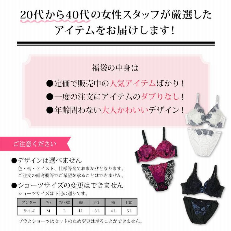 大きいサイズ　ボトムス福袋　まとめ売りセット ブラジャー 大きいサイズ 福袋 ブラショーツセット B85 B90 B95