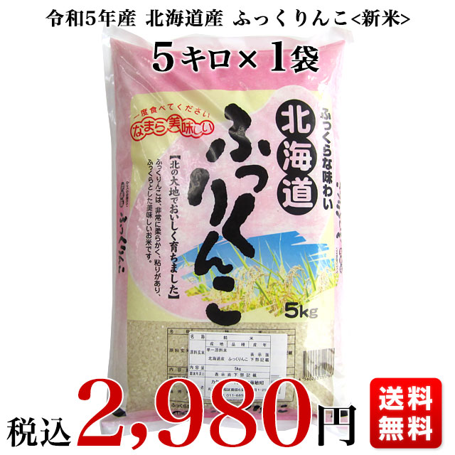 令和5年産　北海道産 ＜新米＞ ふっくりんこ　5キロ　送料無料　お米　北海道米