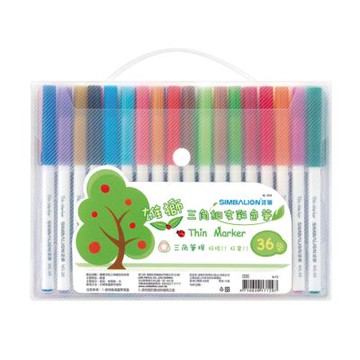 【SIMBALION 雄獅文具】三角細支彩色筆36色組 / 盒 NO.3036
