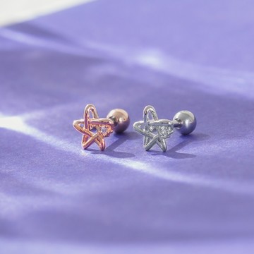 星光．轉珠醫療鋼針耳環(粗針)