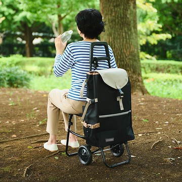 日本cocoro MORRY 多功能保溫保冷摺疊購物車(附座椅)-40L-多色選
