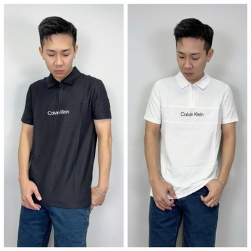 【New START精品服飾-員林】現貨 Calvin Klein CK 經典字母 透氣 排汗 拉鍊式 Polo衫 短袖
