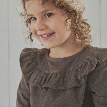 Brands4kids 素面褐色燈芯絨長袖洋裝_HUTTEliHUT系列