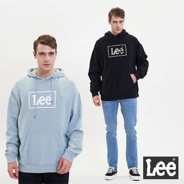 Lee 白色方框LOGO帽T 男 Modern LL220409 騎士黑K11 冰河藍745