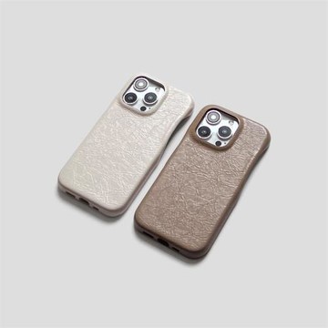 15pro雞蛋白中式17折紙紋pu皮14磨砂柔光半包硬殼仿皮iphone11硬殼適用13蘋果12手機殼保護套絨面內里16