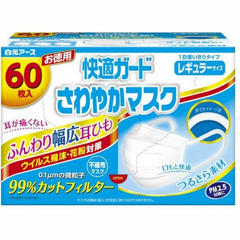 Y 快適ガード さわやかマスク レギュラーサイズ お徳用 60枚入 通販 Lineポイント最大0 5 Get Lineショッピング