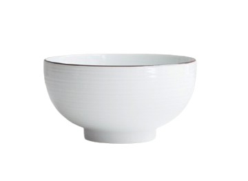 白山陶器 白磁千段 5寸深麵碗